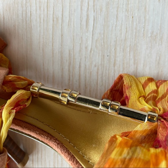 Nine West Jennica orange and yellow lace up heel sandal size 5.5 - Picture 7 of 15